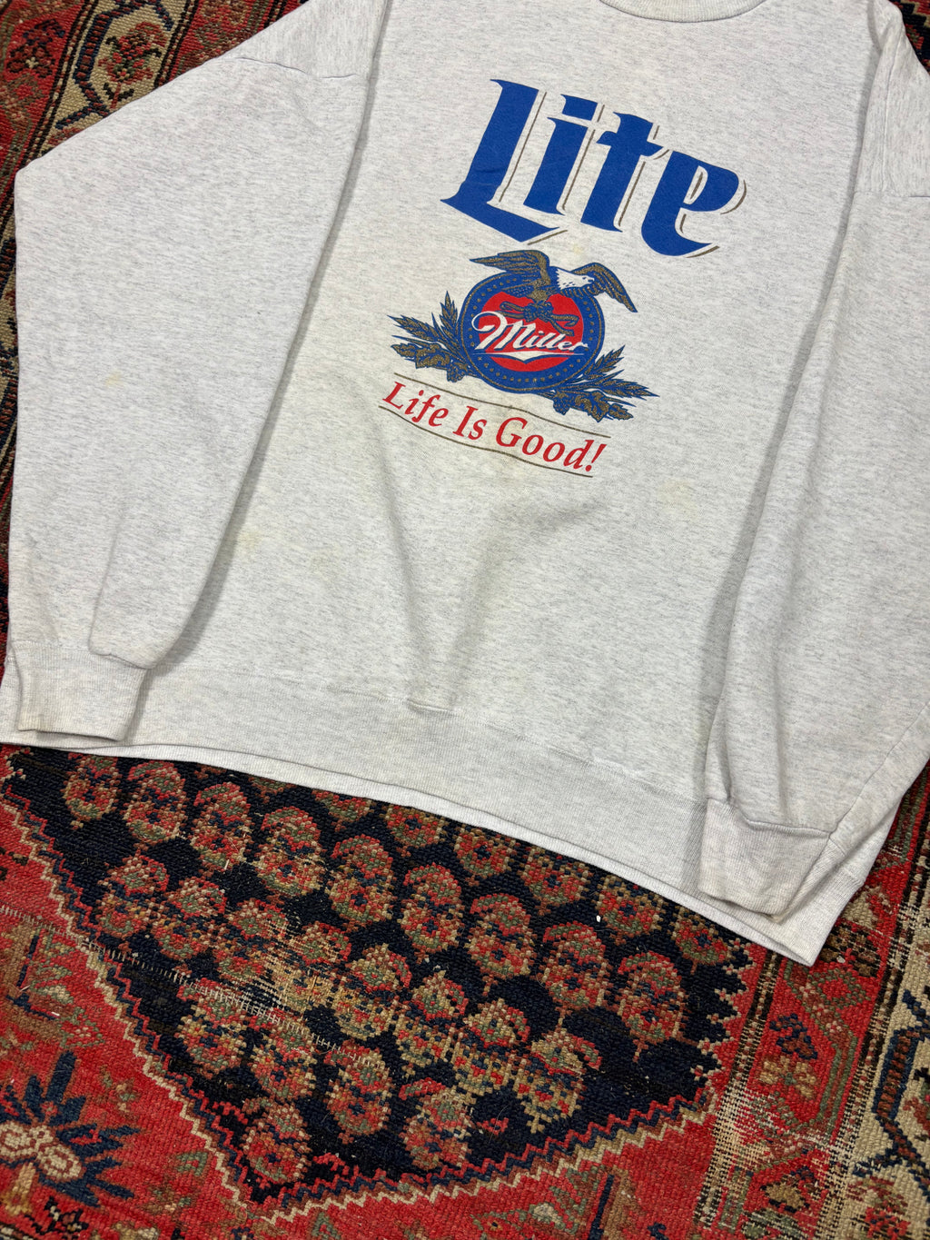 VINTAGE GREY MILLER LITE “LIFE IS GOOD” CREWNECK SIZE XL