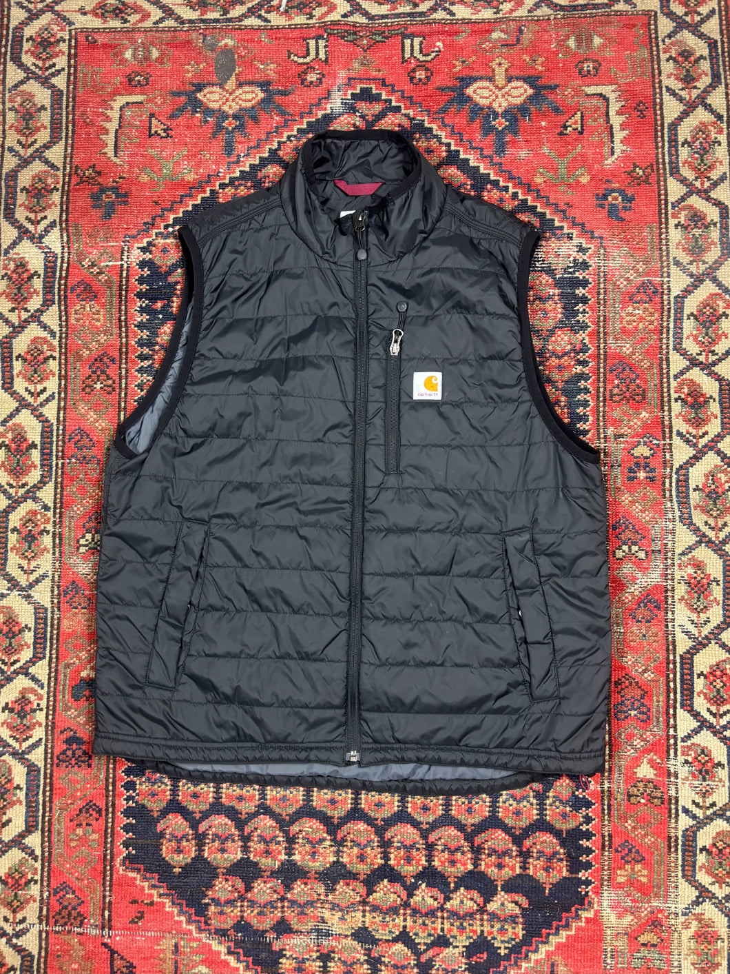 VINTAGE BLACK INSULATED CARHARTT VEST SIZE LARGE