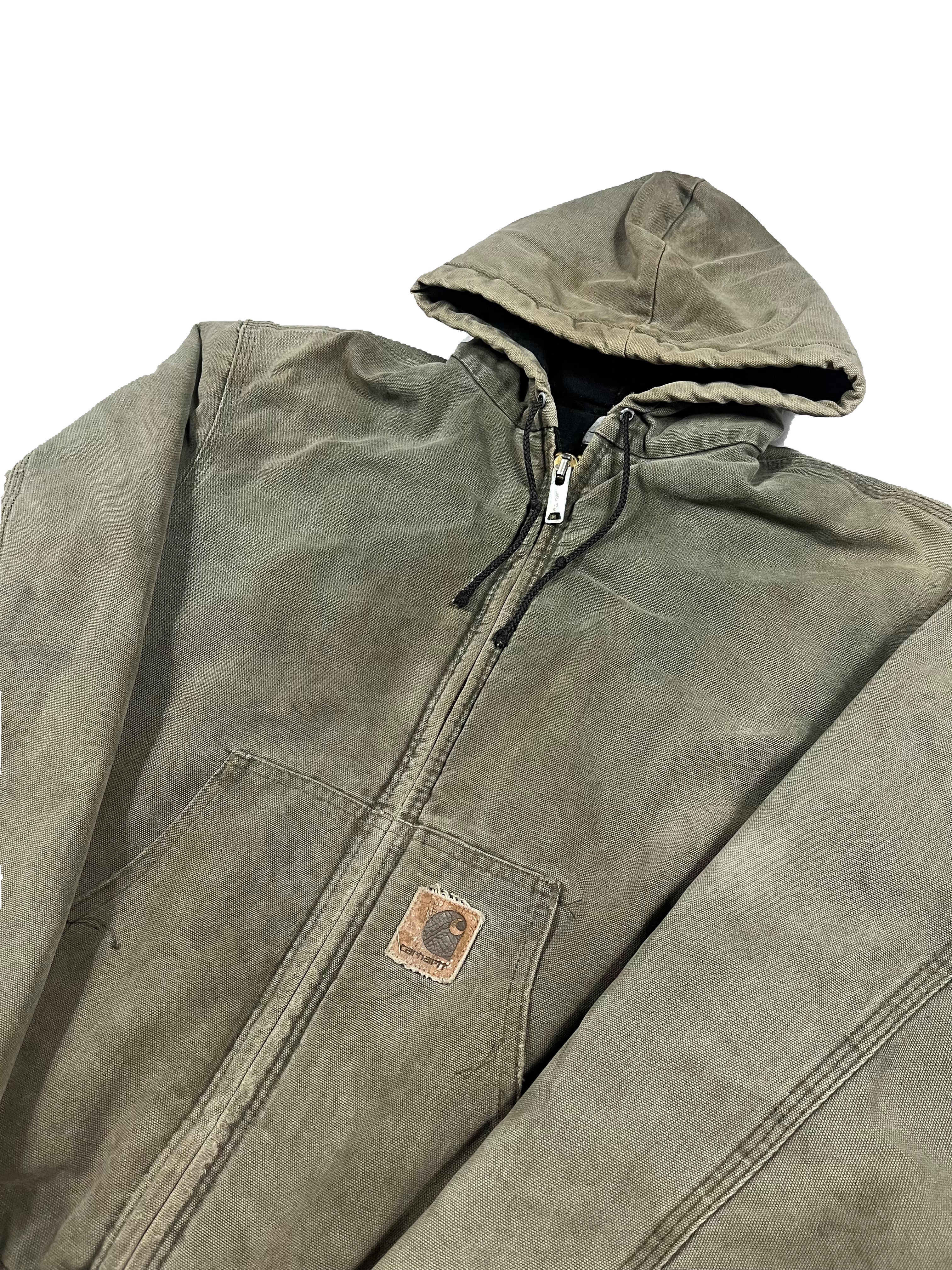 VINTAGE FADED GREEN CARHARTT WORK JACKET SIZE MEDIUM
