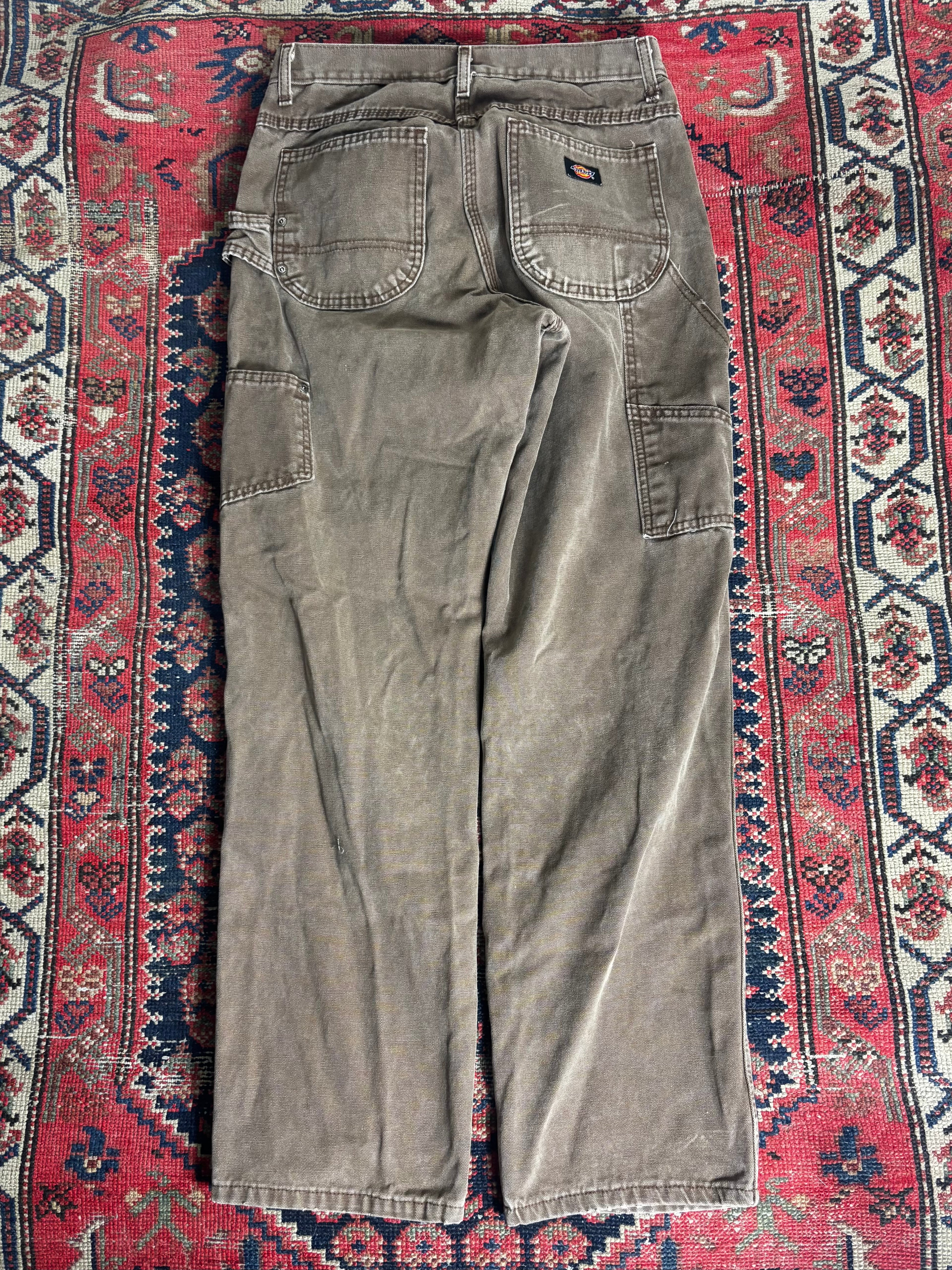VINTAGE FADED BROWN DICKIES TROUSERS W/30
