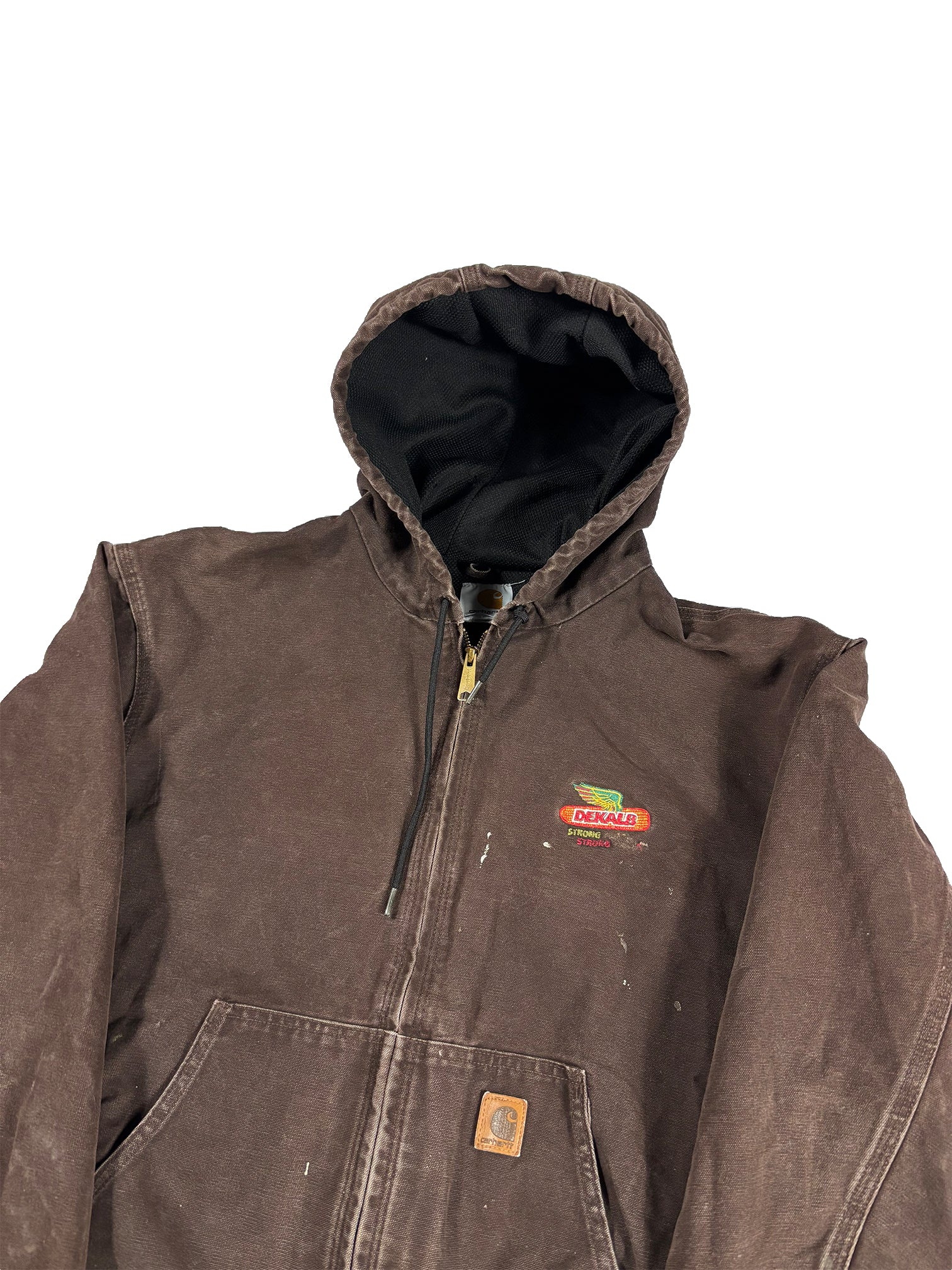 VINTAGE CARHART BROWN HOODED WORK JACKET SIZE XL