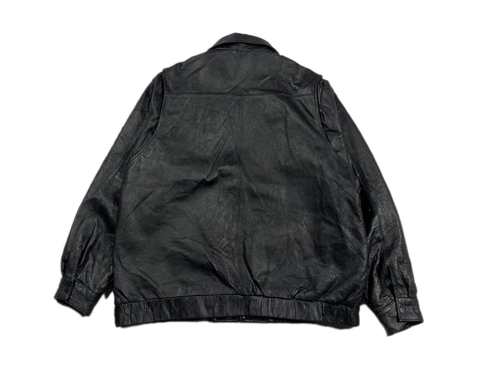 VINTAGE BLACK LEATHER JACKET SIZE LARGE