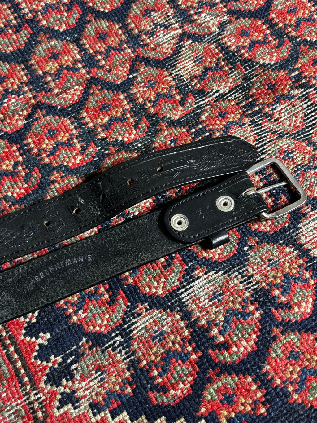 VINTAGE BLACK LEATHER BIKER BELT