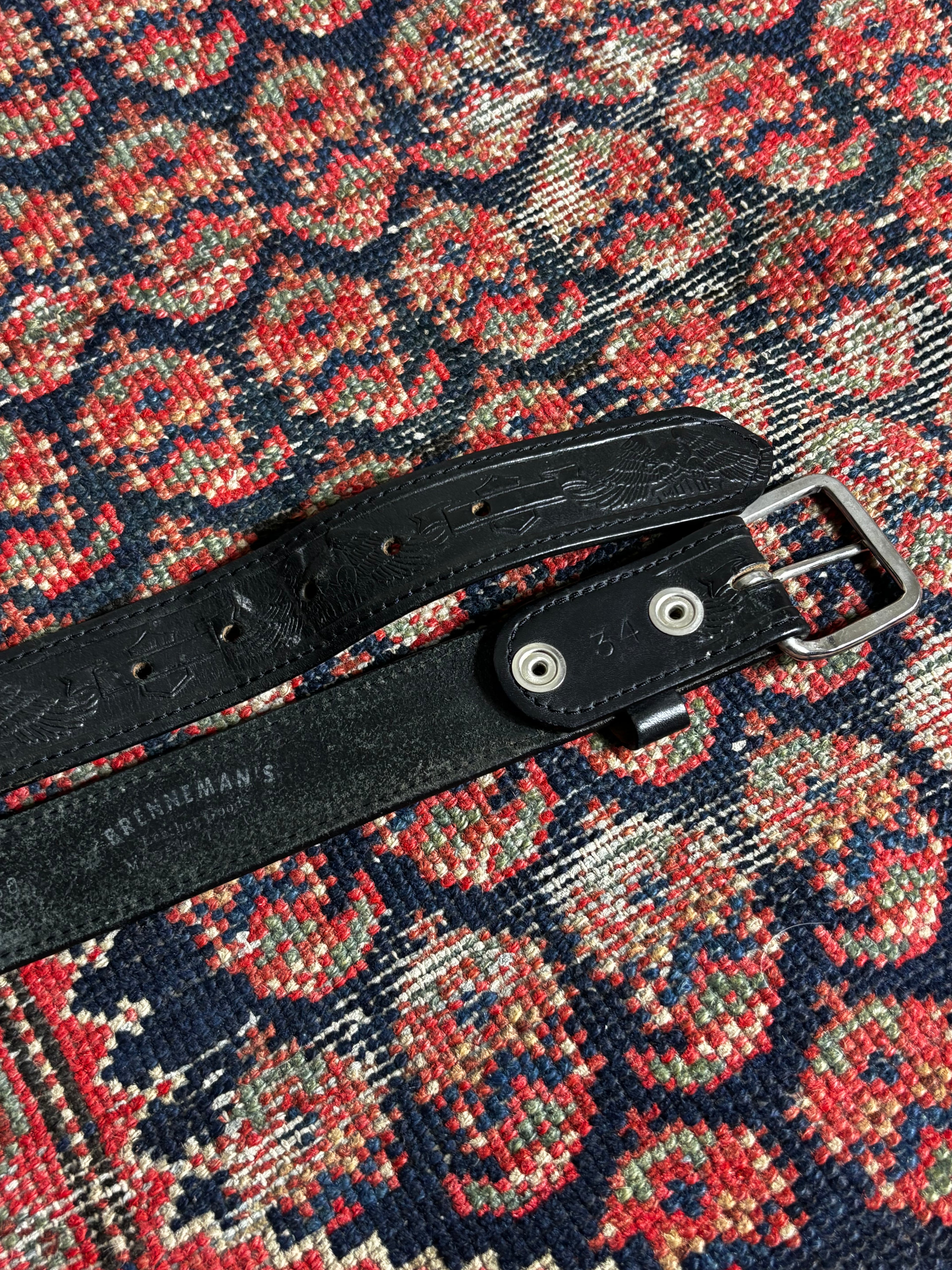 VINTAGE BLACK LEATHER BIKER BELT