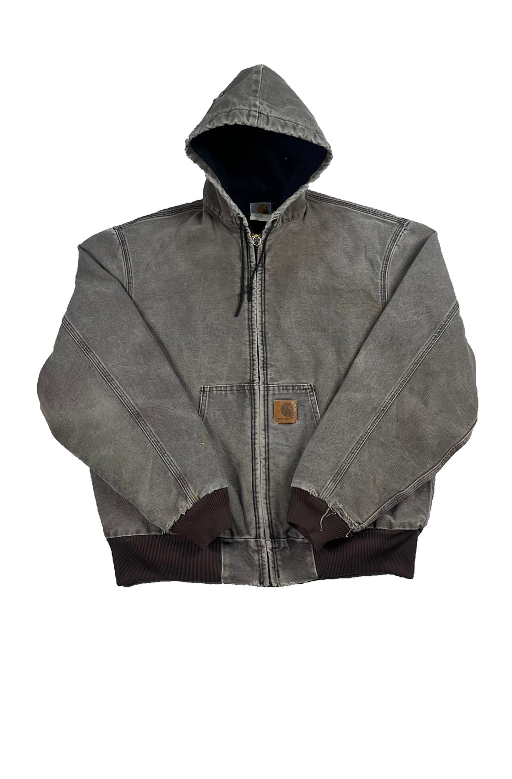 BROWN CARHARTT HOODED WORK JACKET SIZE X-LARGE