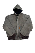 BROWN CARHARTT HOODED WORK JACKET SIZE X-LARGE