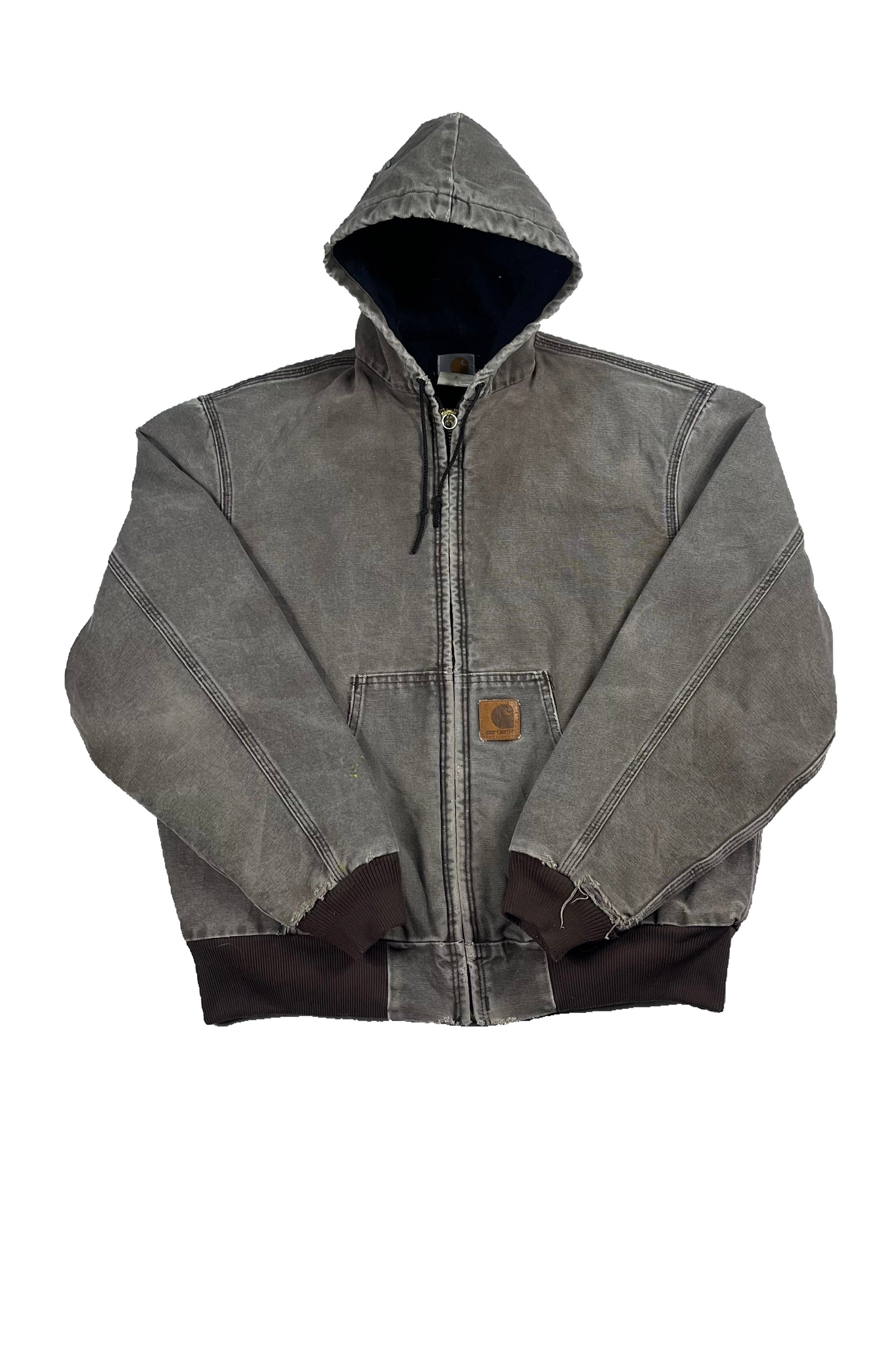 BROWN CARHARTT HOODED WORK JACKET SIZE X-LARGE