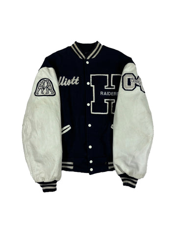 NAVY BLUE “RAIDERS” VARSITY JACKET SIZE XL