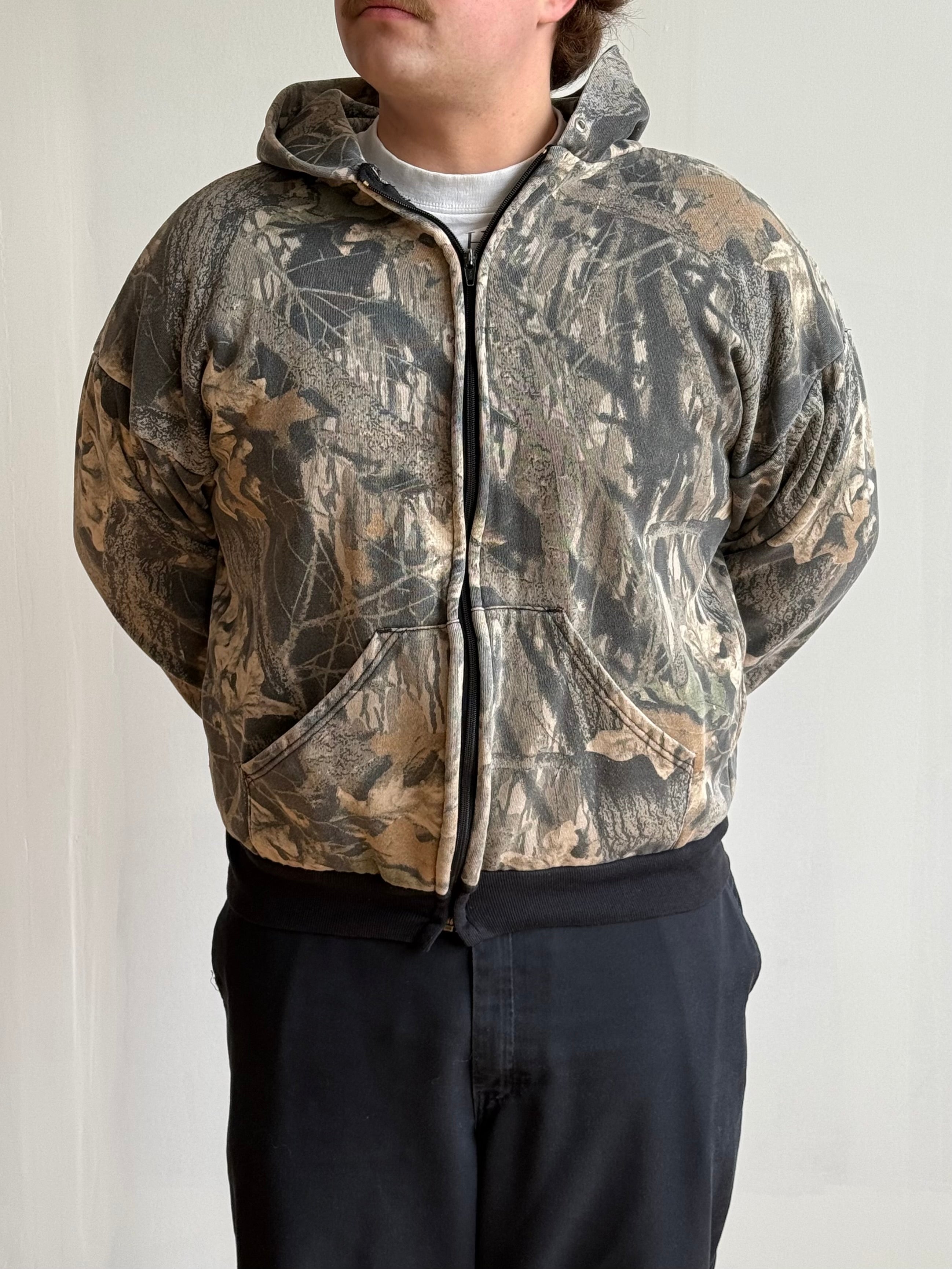 VINTAGE WAFFLE LINED REALTREE ZIP-UP HOODIE SIZE LARGE