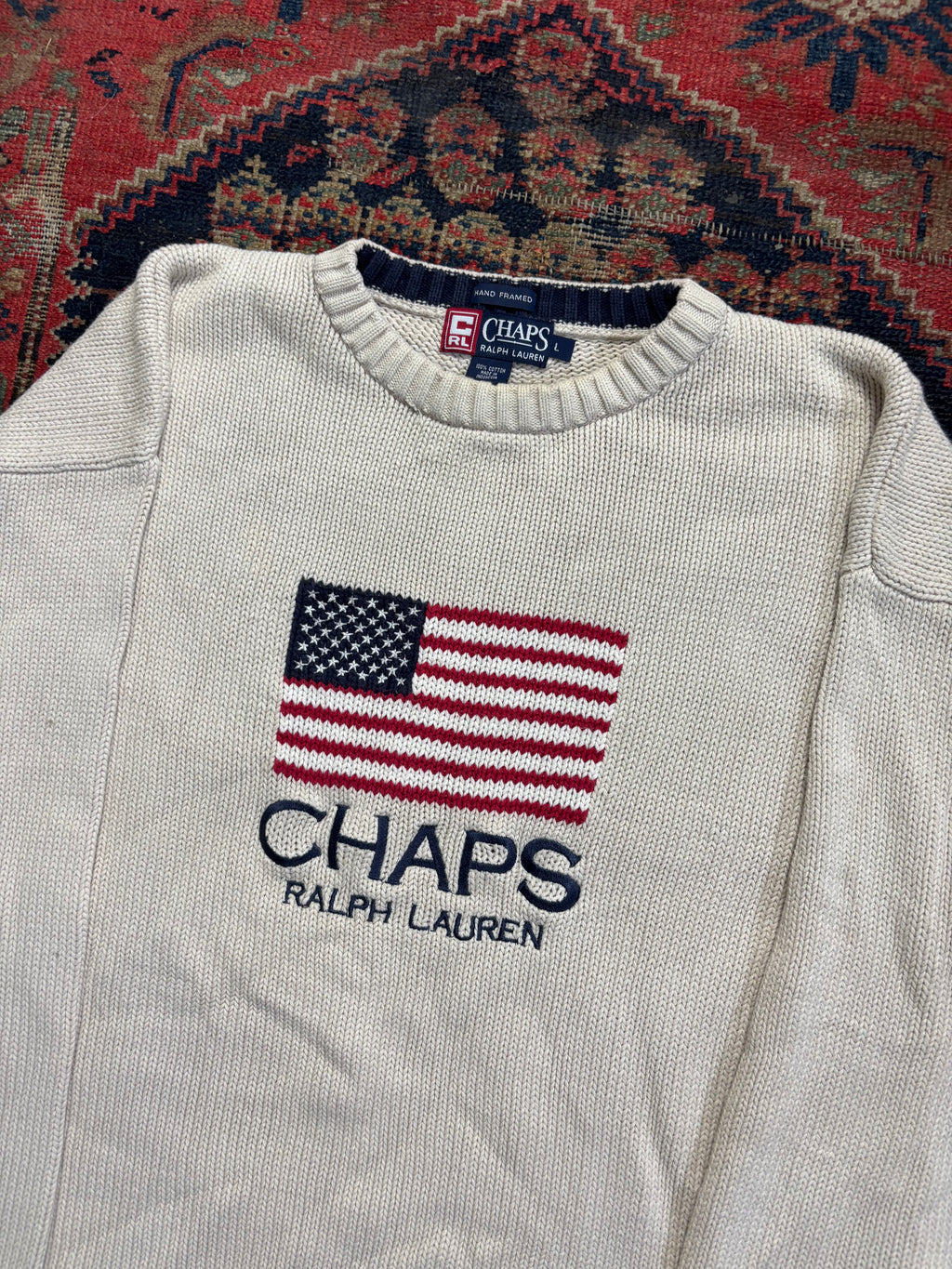 VINTAGE CREAM USA CHAPS KNIT SIZE LARGE