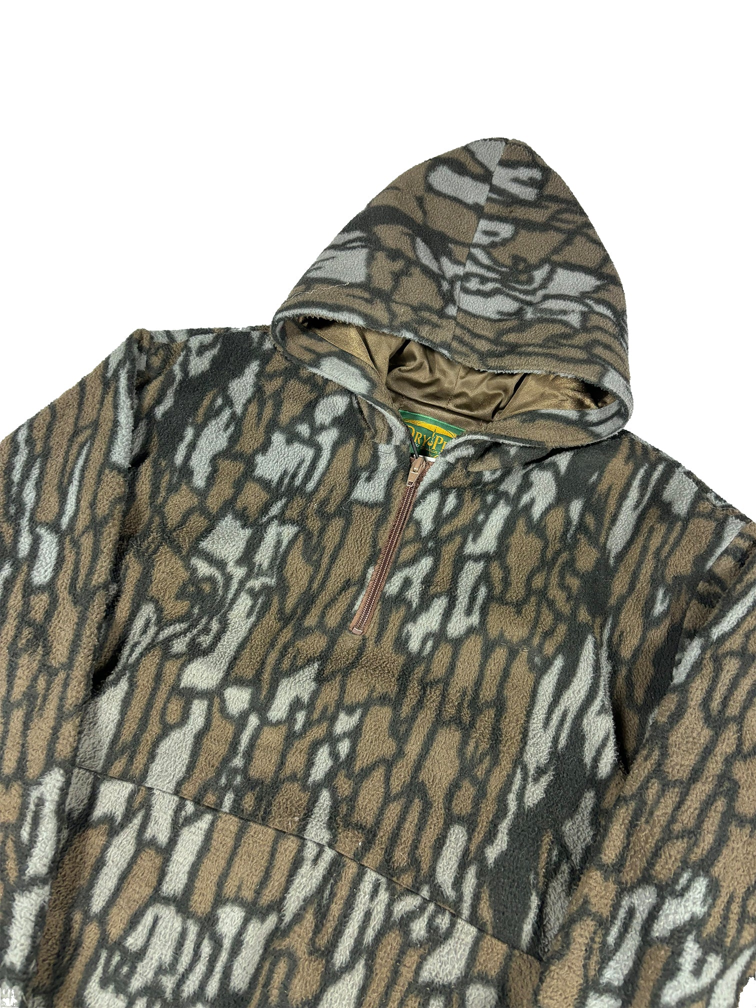 VINTAGE INSULATED CAMO FLEECE QUARTER ZIP SIZE MEDIUM