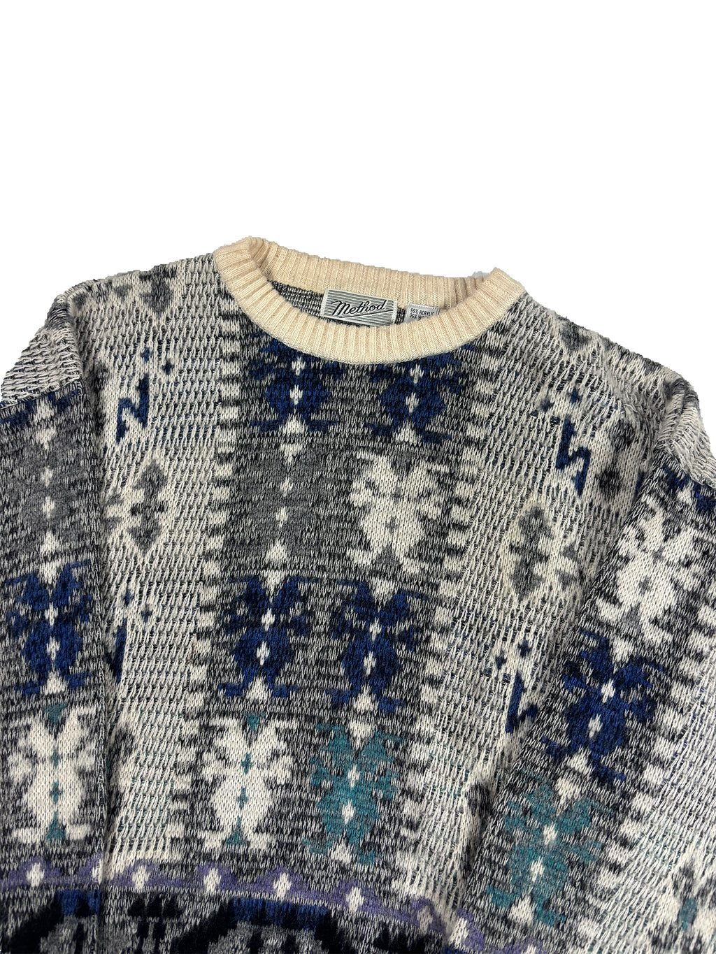 VINTAGE PATTERN “METHOD” KNIT SWEATER SIZE MEDIUM
