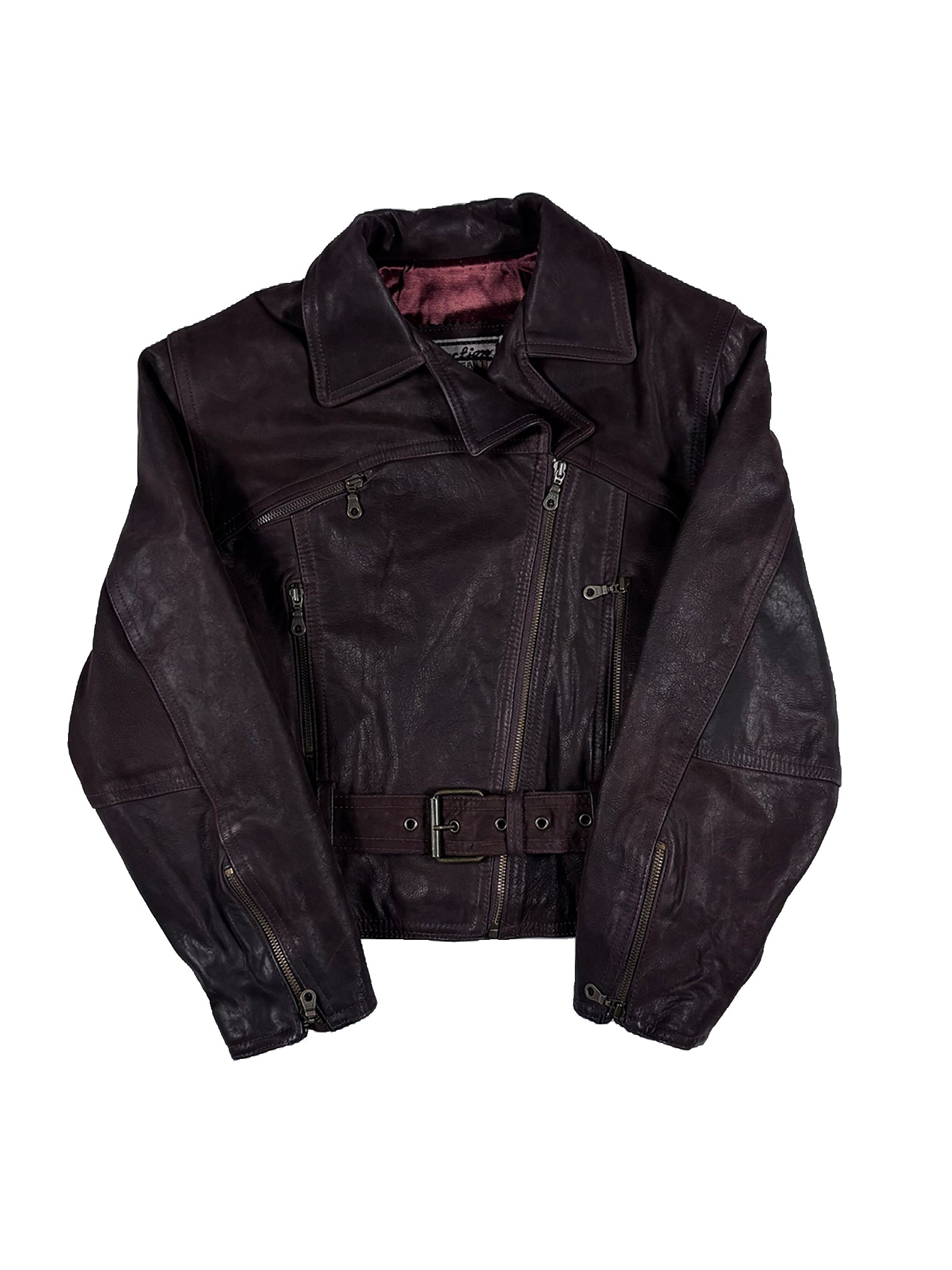 VINTAGE BROWN LEATHER BIKER JACKET SIZE SMALL