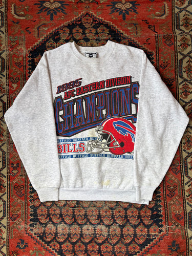 VINTAGE GREY 1995 AFC CHAMPS BILLS CREWNECK SIZE MEDIUM