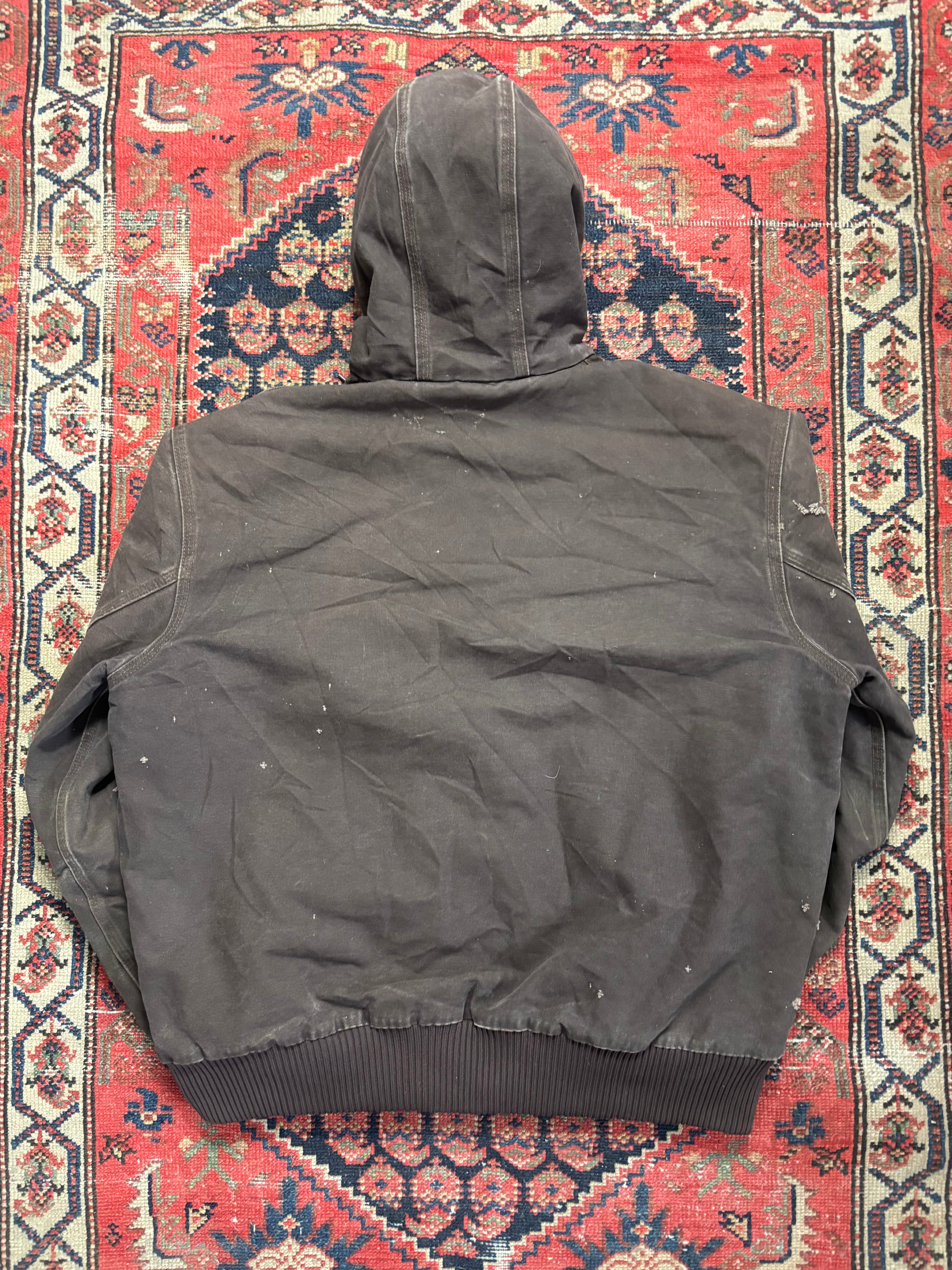 VINTAGE FADED BROWN HOODED CARHARTT JACKET SIZE LARGE