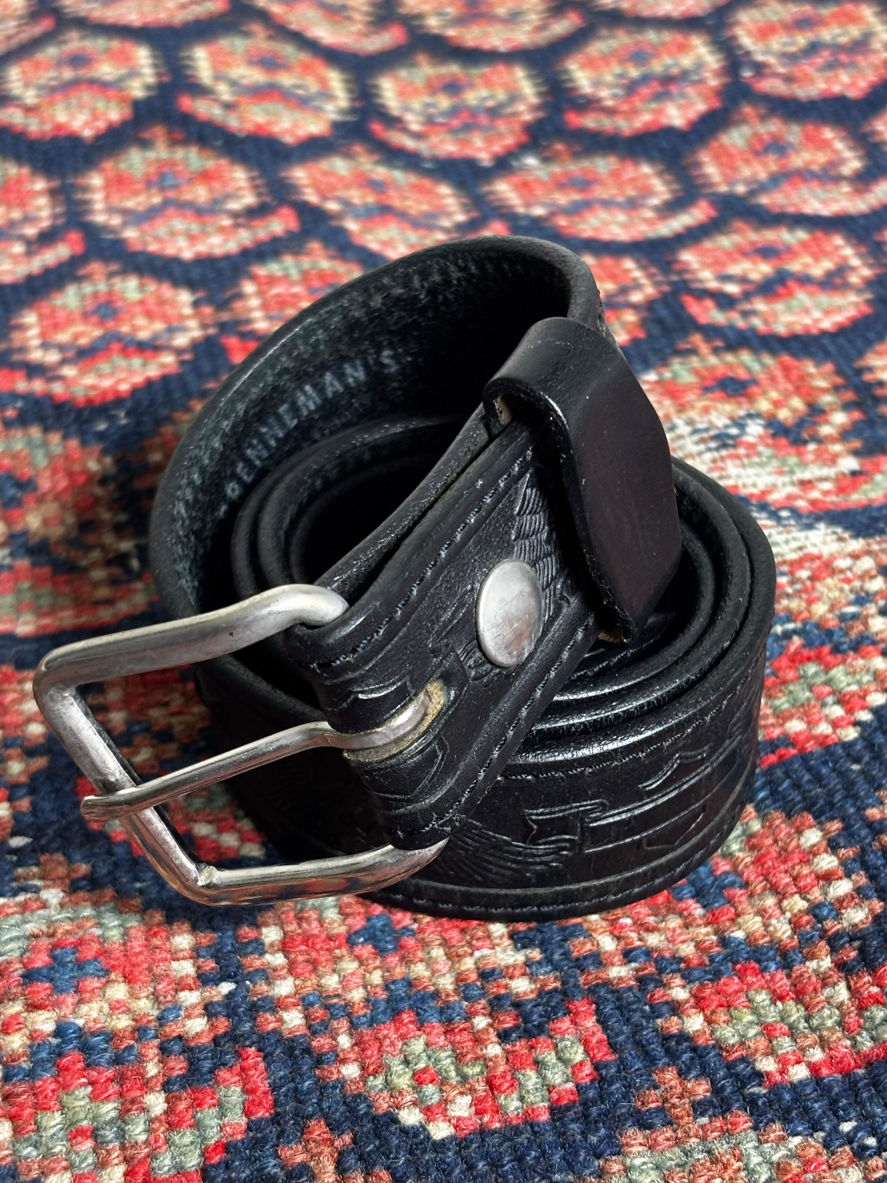 VINTAGE BLACK LEATHER BIKER BELT