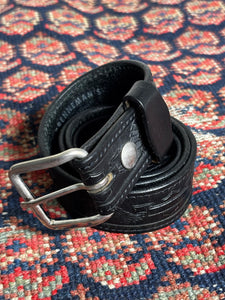 VINTAGE BLACK LEATHER BIKER BELT