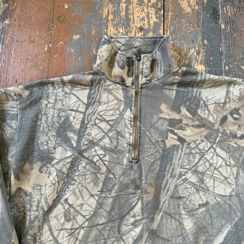 Vintage Camo Quarter Zip Sweater Size Large