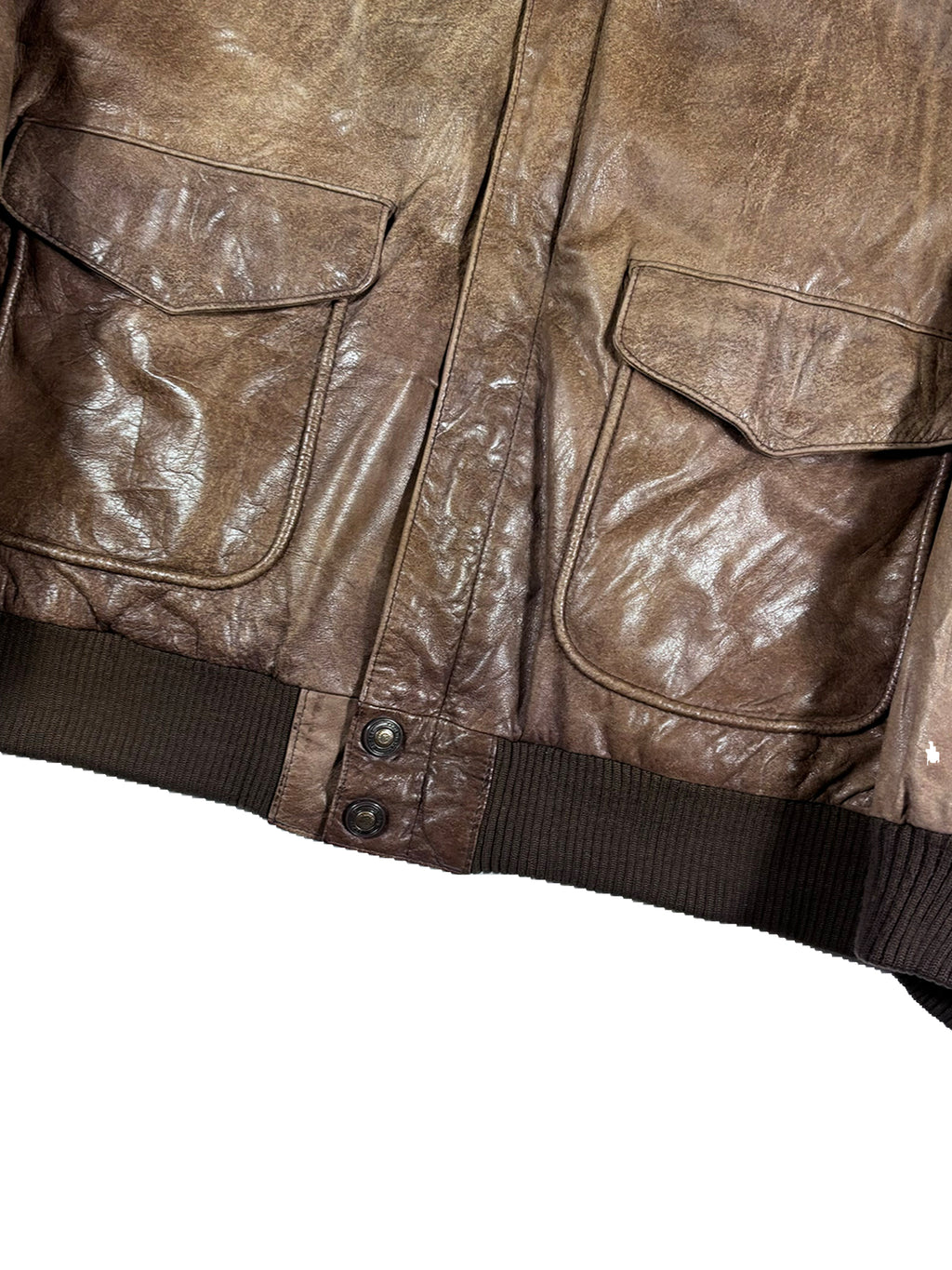 VINTAGE BROWN “ADVENTURE BOUND” LEATHER BOMBER JACKET SIZE XL