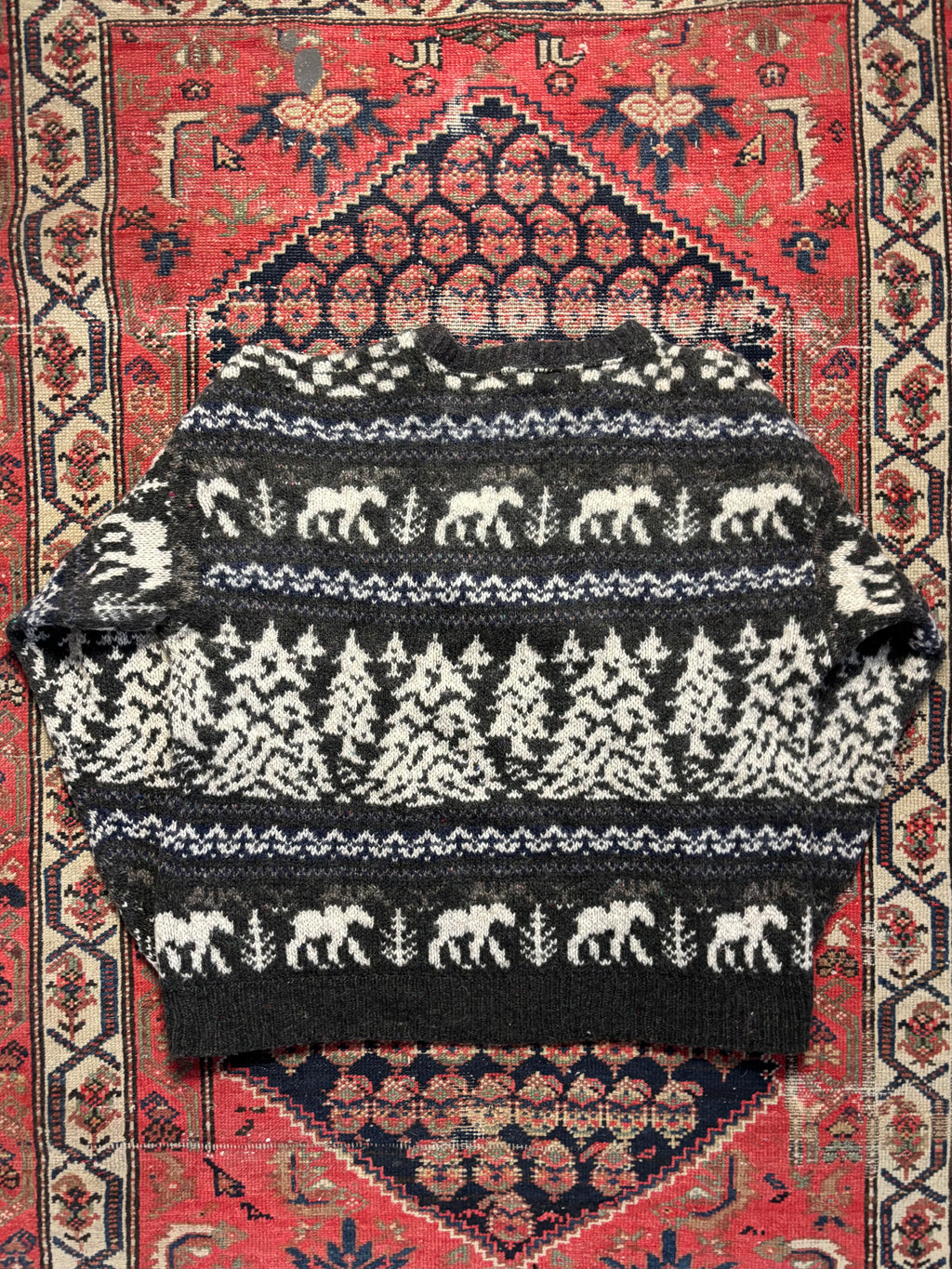 VINTAGE DARK GREY TREES EDDIE KNIT SIZE LARGE