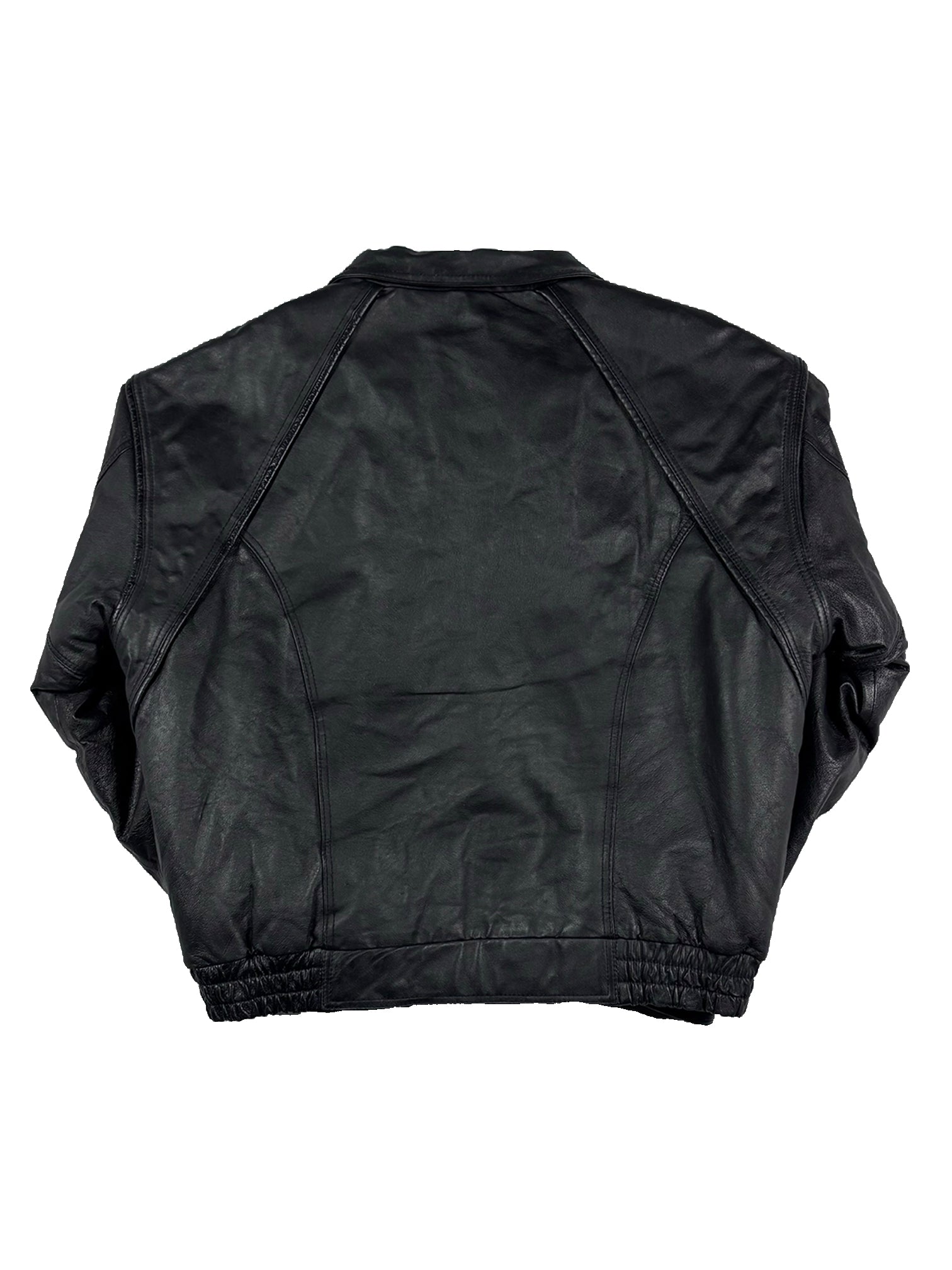 VINTAGE PELLE BLACK LEATHER BOMBER JACKET SIZE LARGE