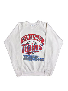 VINTAGE WHITE MINNESOTA TWINS “1987” WORLD CHAMPS CREWNECK SIZE XL