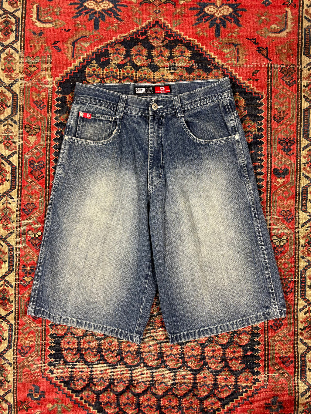 VINTAGE FADED BAGGIE DARK WASH SOUTH POLE JORTS W/32
