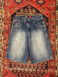 VINTAGE FADED BAGGIE DARK WASH SOUTH POLE JORTS W/32