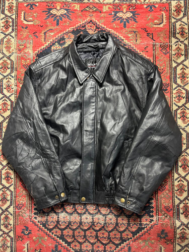 VINTAGE BLACK LEATHER WILSON BOMBER JACKET SIZE XL