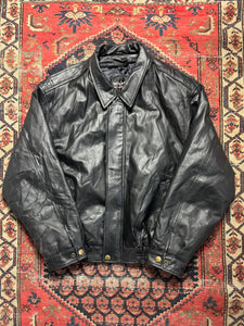 VINTAGE BLACK LEATHER WILSON BOMBER JACKET SIZE XL