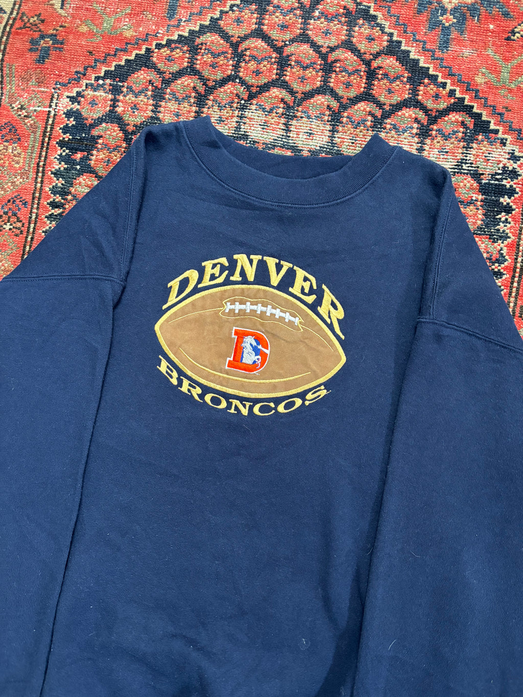 VINTAGE NAVY DENVER BRONCOS CREWNECK SIZE XX-LARGE