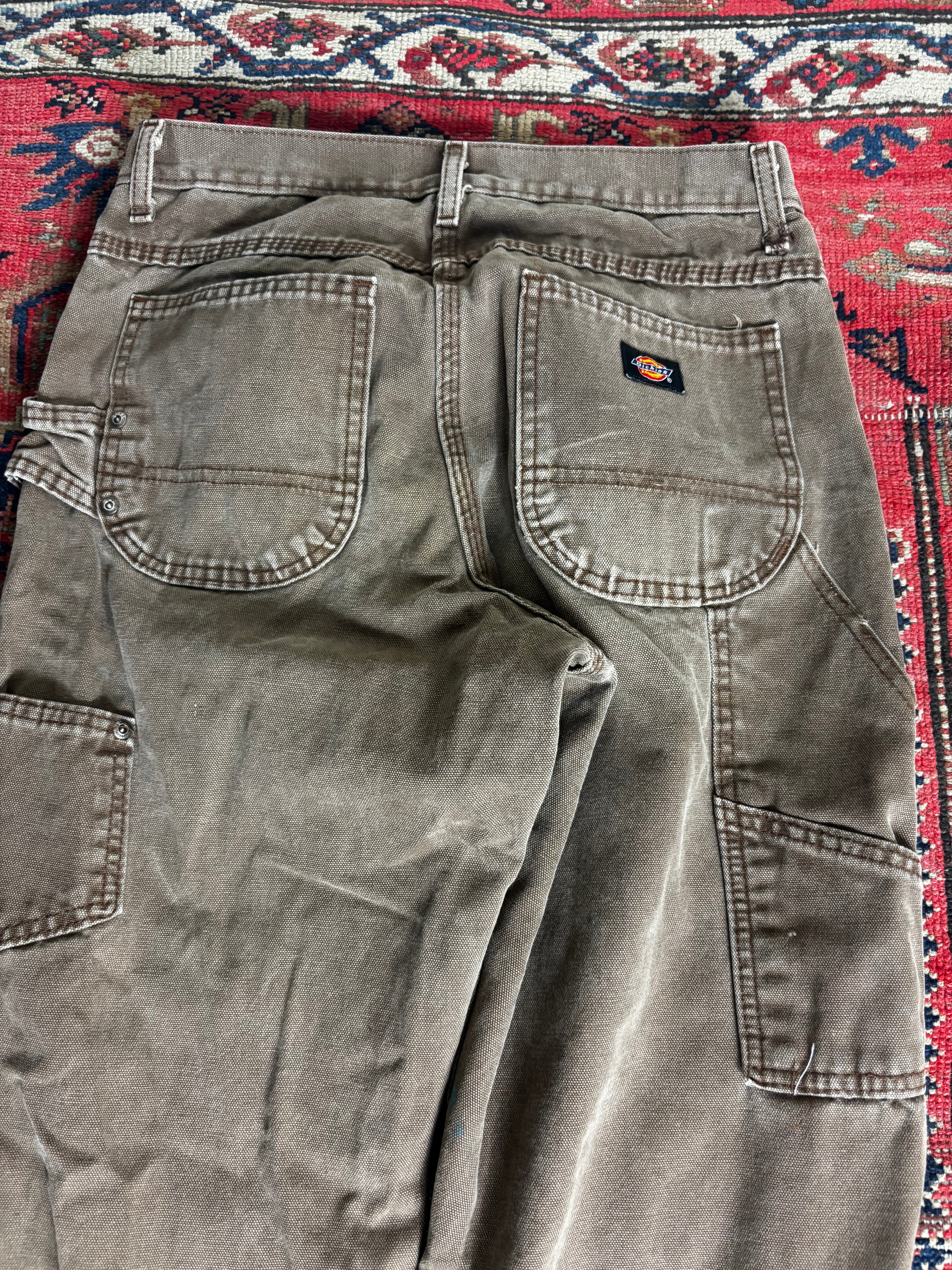 VINTAGE FADED BROWN DICKIES TROUSERS W/30
