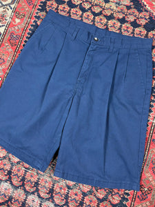 VINTAGE NAVY DOUBLE PLEATED BIG BILL SHORTS W/32