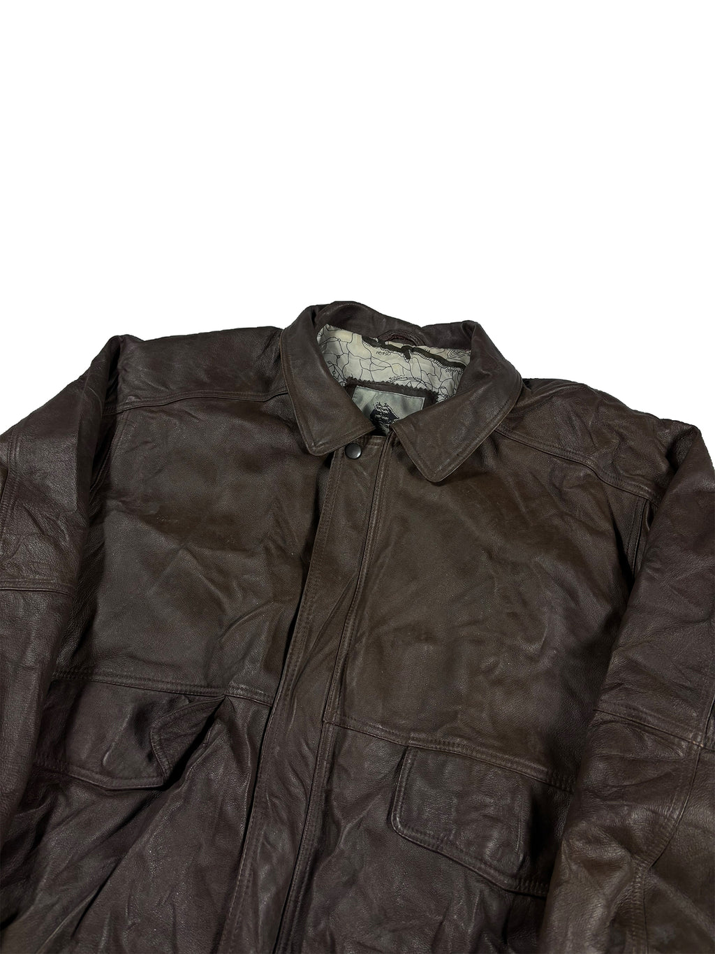 VINTAGE BROWN LEATHER BOMBER JACKET SIZE LARGE