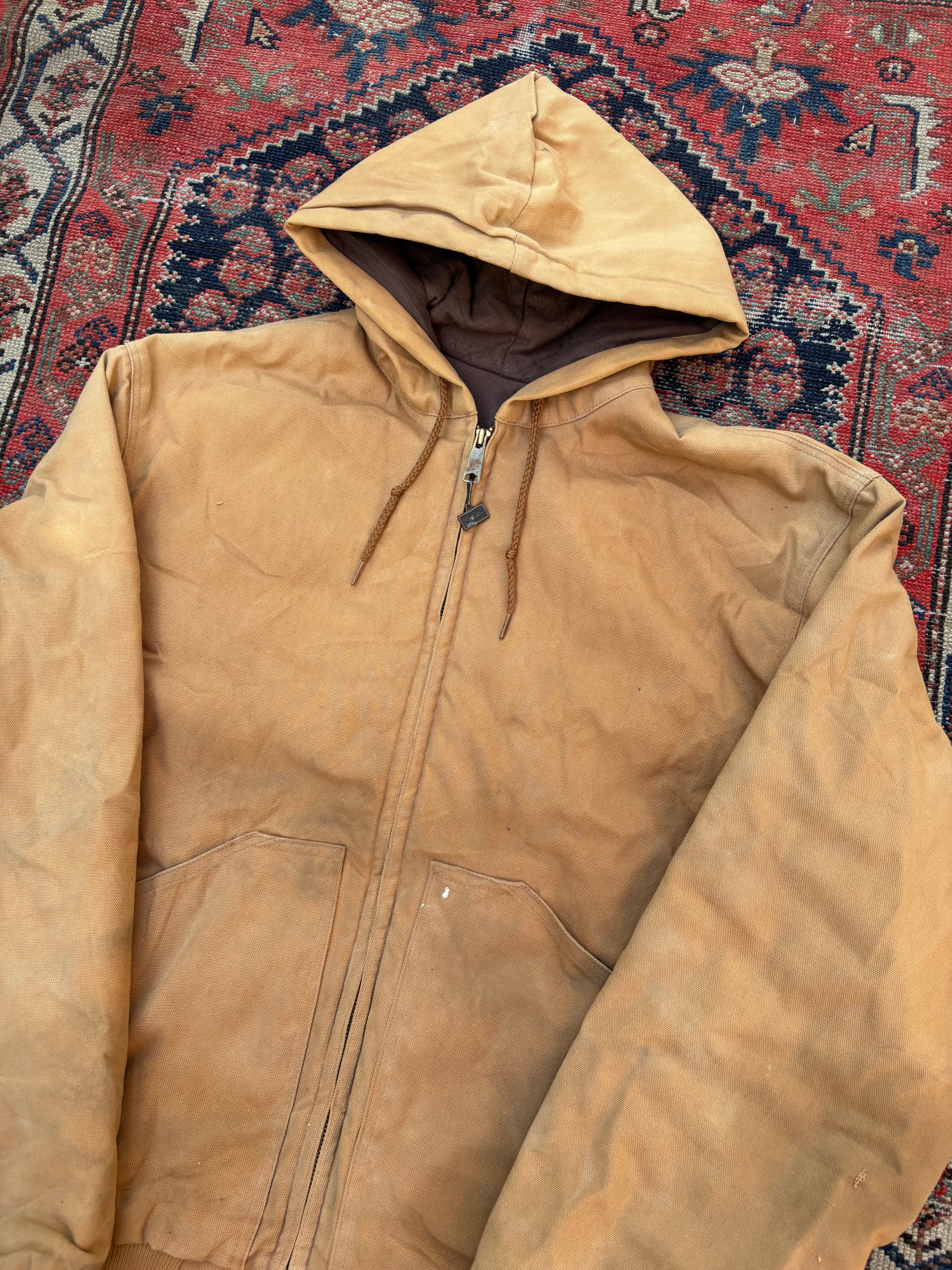 VINTAGE LIGHT BROWN ‘ZERO-ZONE’ WALLS ZIP-UP WORK JACKET SIZE XL