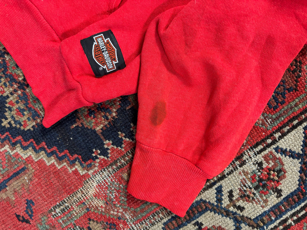 VINTAGE RED 1991 HARLEY ZIP UP HOODIE SIZE MEDIUM