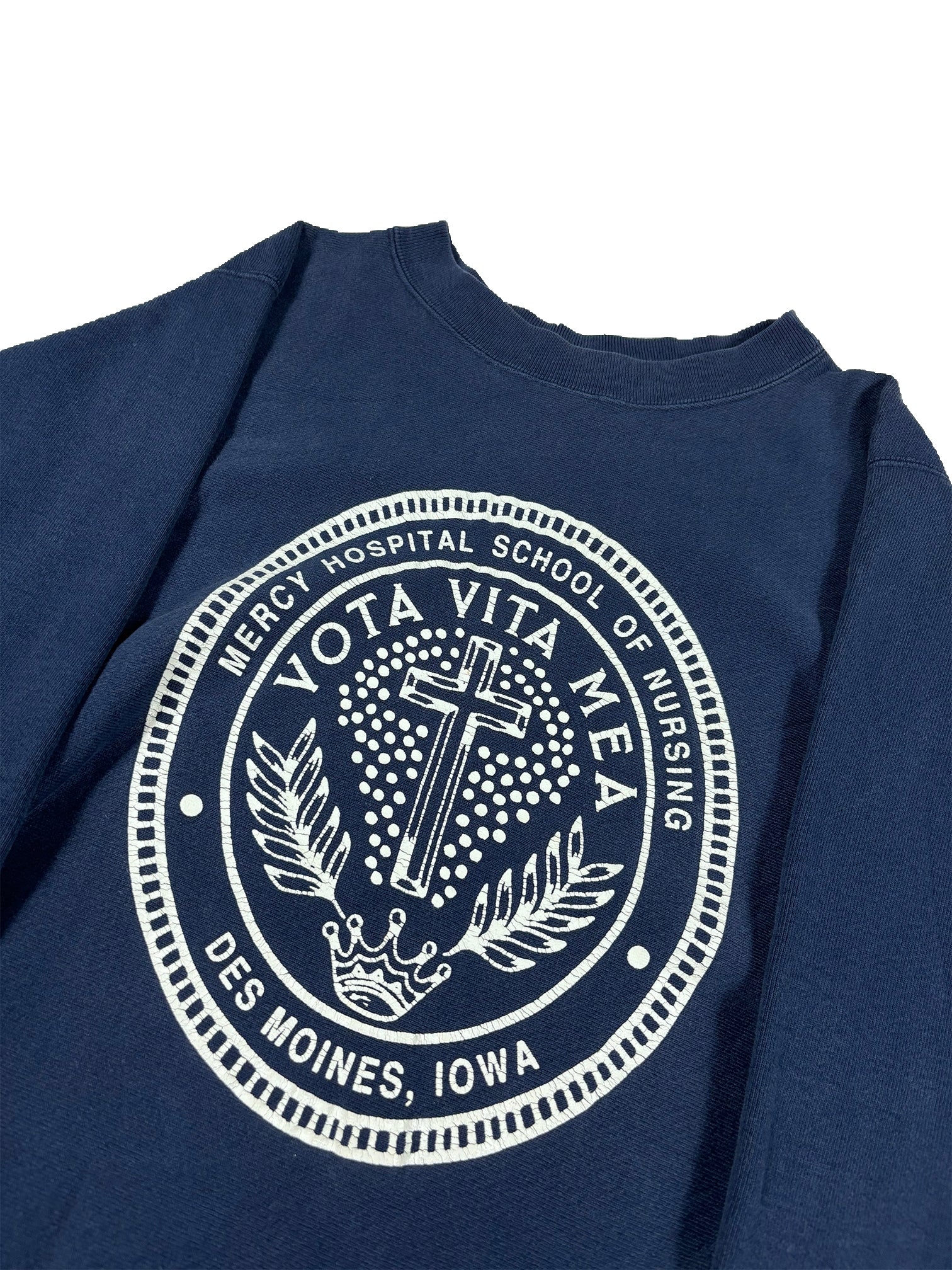 VINTAGE NAVY VOTA VITA COLLEGIATE CREWNECK SIZE LARGE