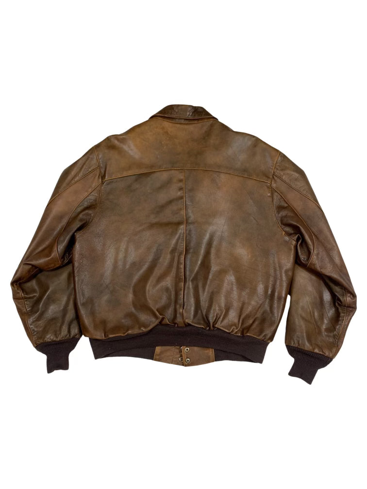 VINTAGE HARBOUR BROWN LEATHER JACKET SIZE MEDIUM