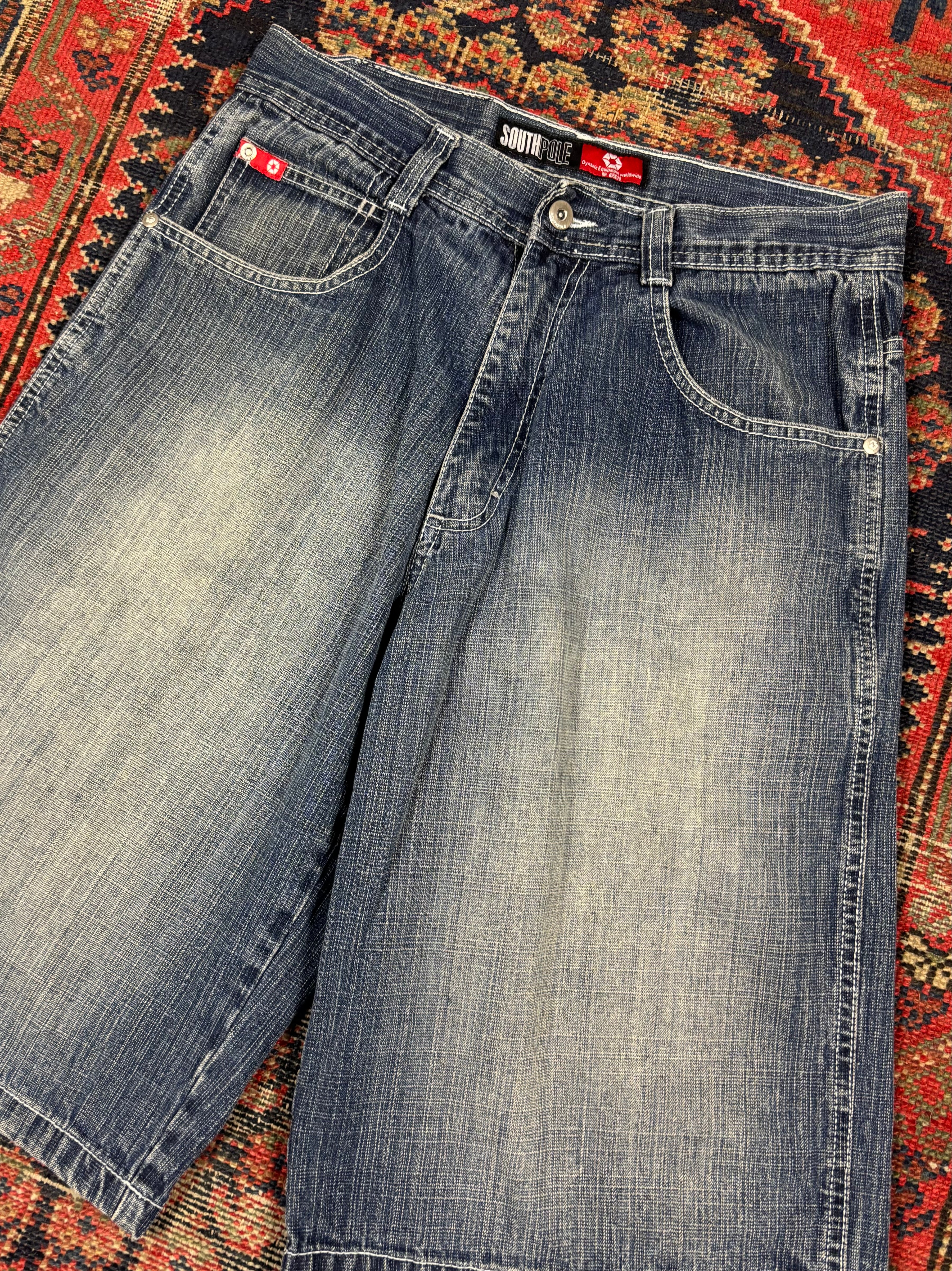 VINTAGE FADED BAGGIE DARK WASH SOUTH POLE JORTS W/32