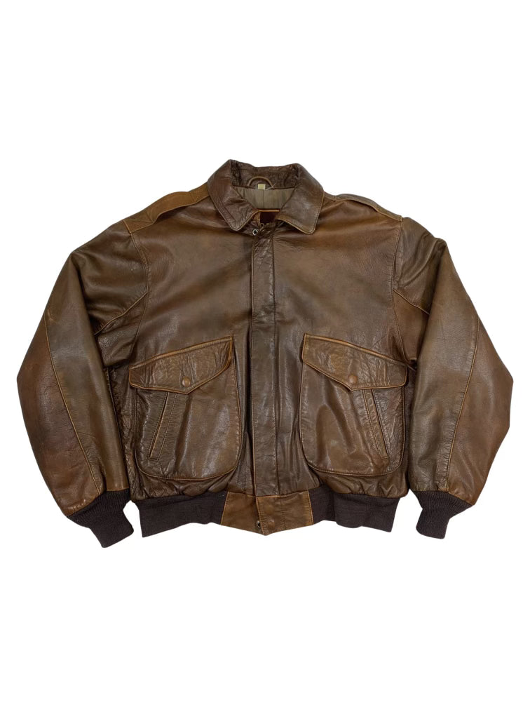 VINTAGE HARBOUR BROWN LEATHER JACKET SIZE MEDIUM