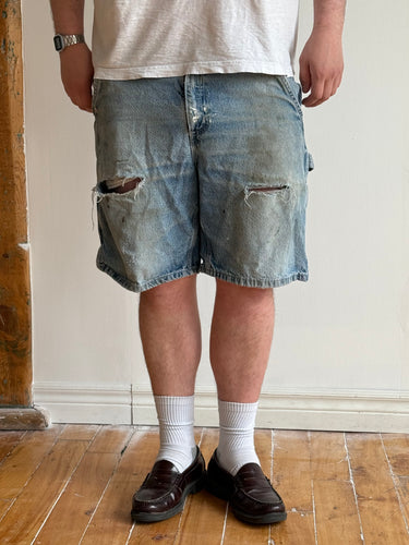 VINTAGE DISTRESSED CARHARTT CARPENTER DENIM SHORTS W/33