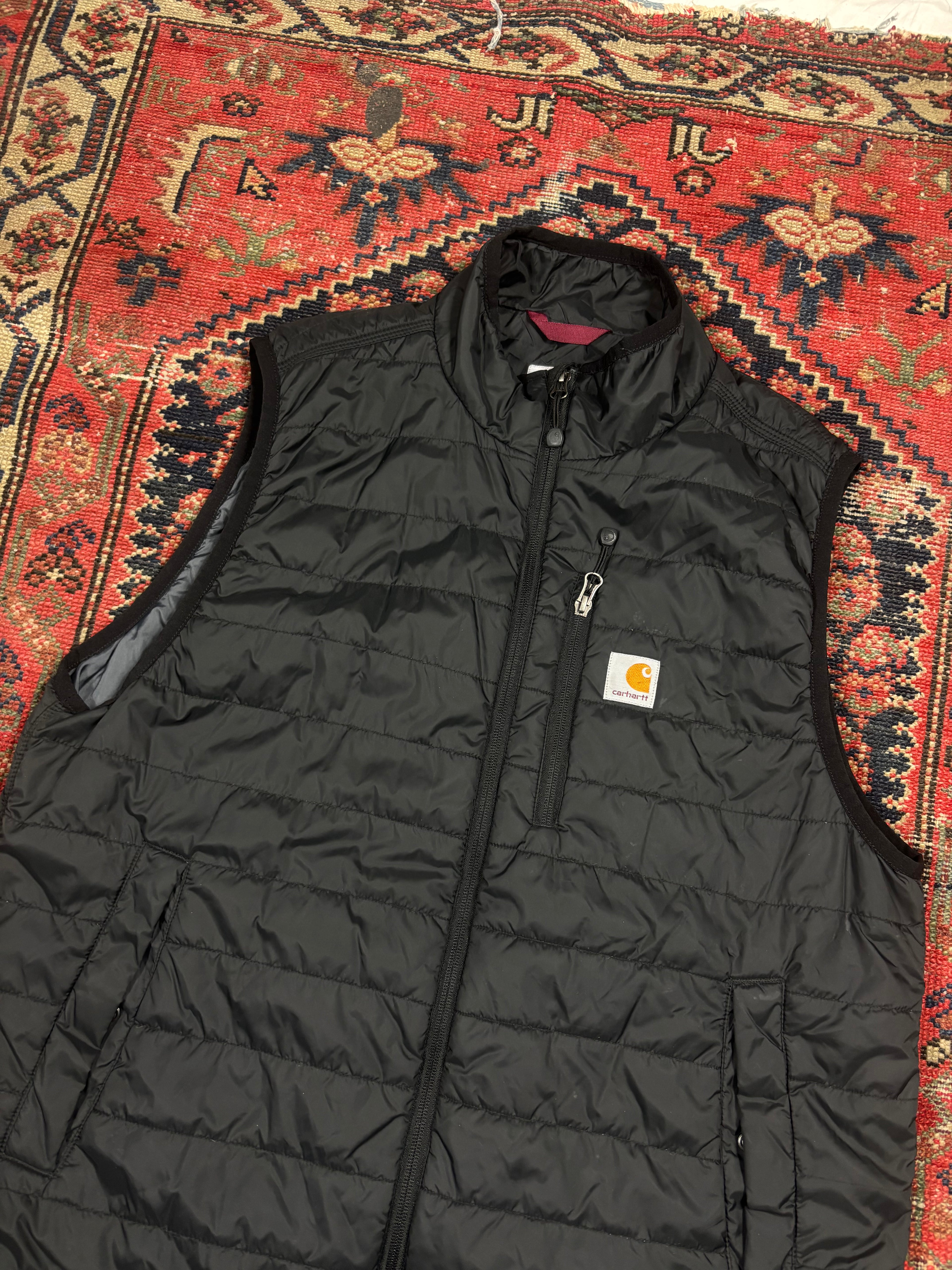 VINTAGE BLACK INSULATED CARHARTT VEST SIZE LARGE