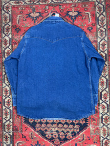VINTAGE DARK WASH DENIM CARHARTT SNAP-BUTTON UP SIZE LARGE