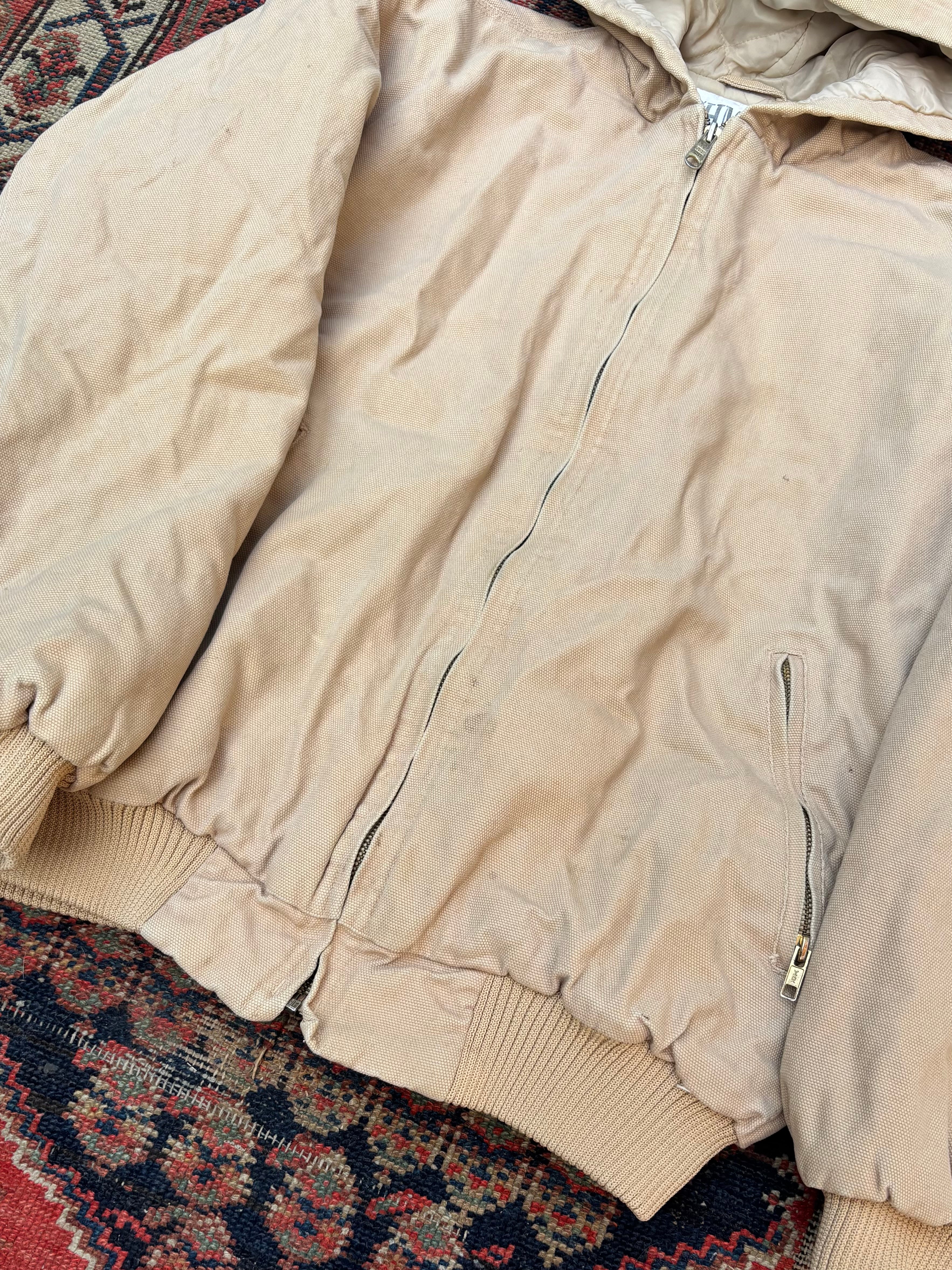VINTAGE LIGHT BEIGE ‘SCHMIDTY’ CANVAS WORK JACKET SIZE LARGE