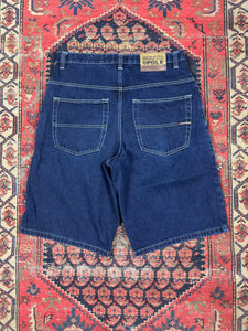 VINTAGE DARK WASH BAGGIE SOUTH POLE DENIM JORTS W/36