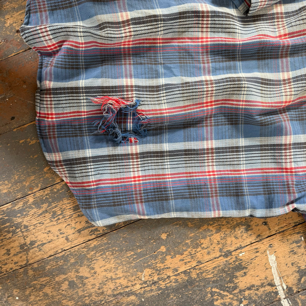 1980s Short Sleeve Plaid Size Large - XL