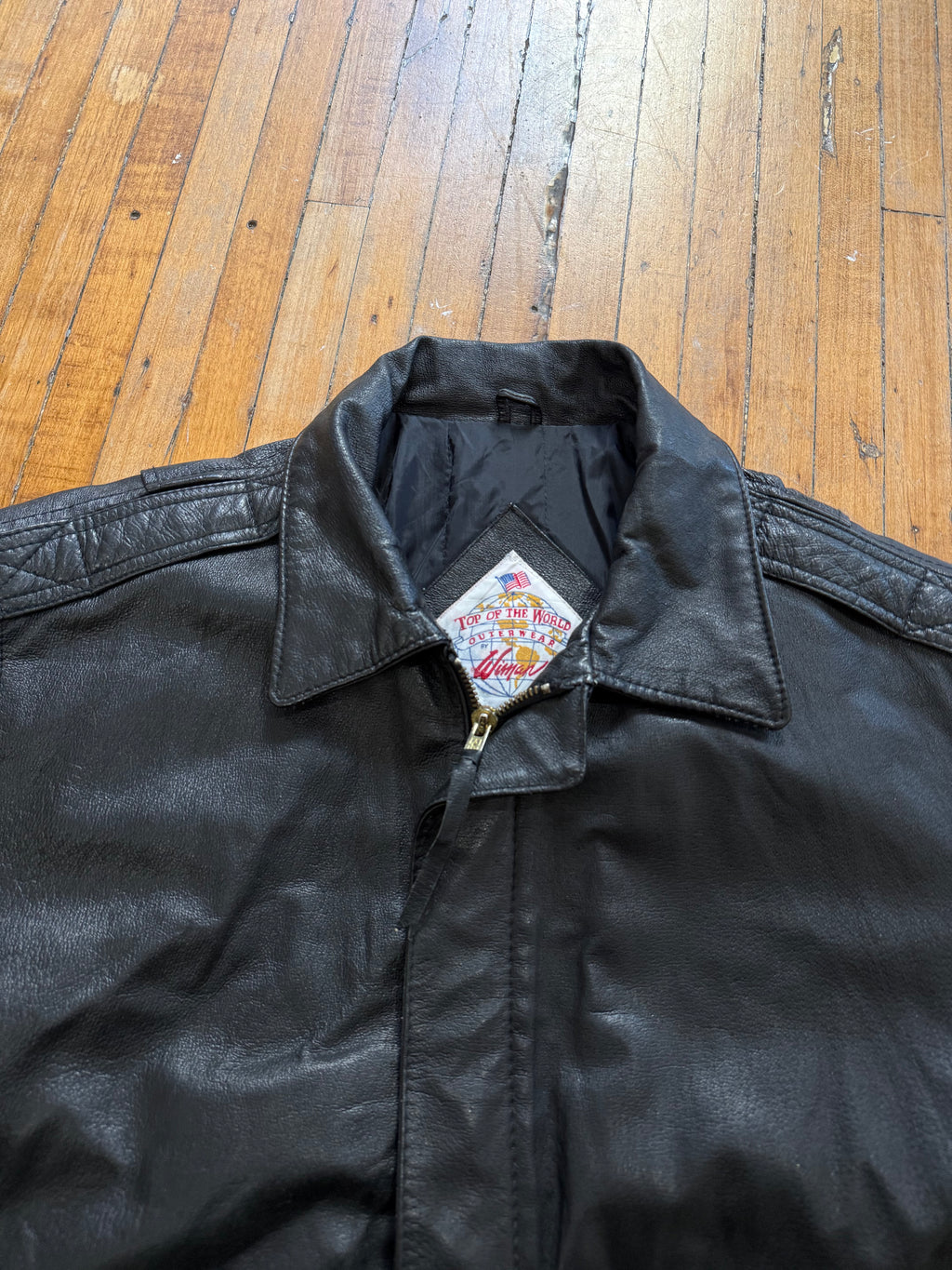 Vintage Leather Bomber Jacket