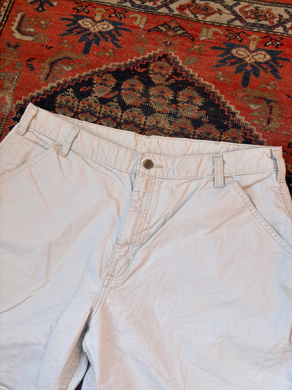 VINTAGE BAGGIE WHITE CARHARTT CARPENTER SHORTS W/36