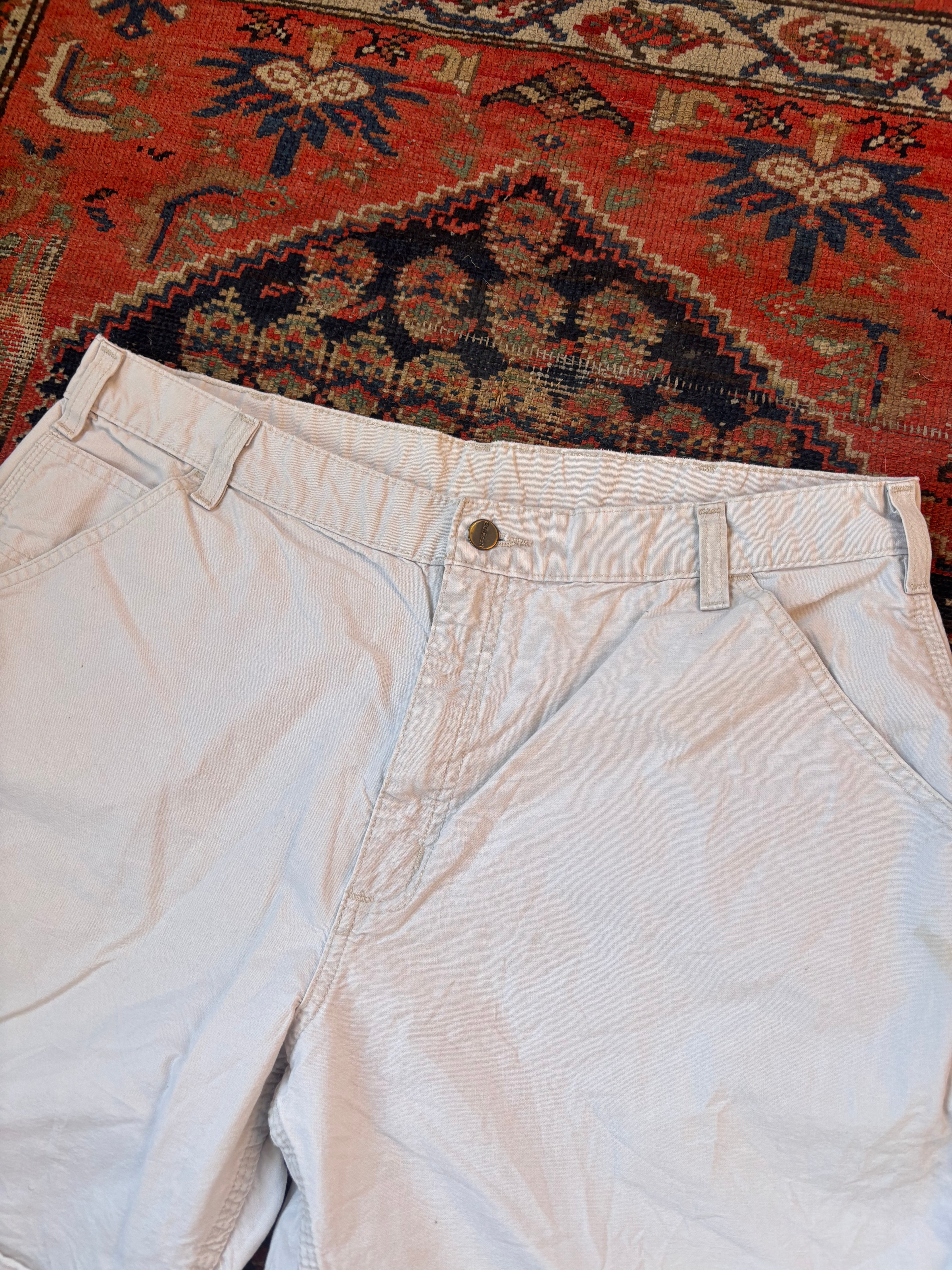 VINTAGE BAGGIE WHITE CARHARTT CARPENTER SHORTS W/36