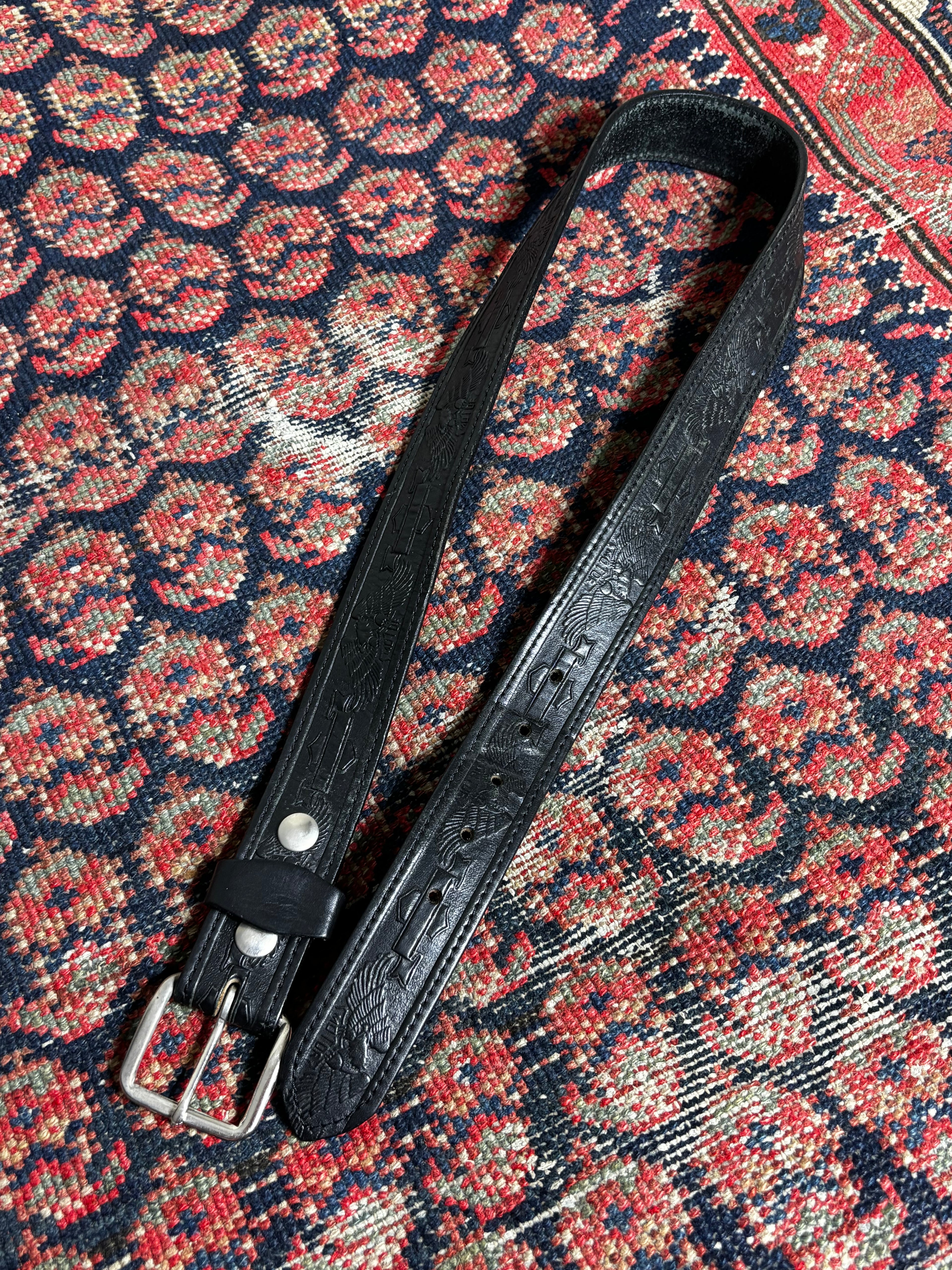 VINTAGE BLACK LEATHER BIKER BELT